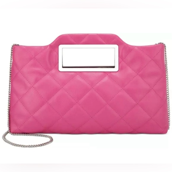INC Judith Handle Clutch With Diamond Quilt Pattern- Pink Med. NWTđź©· - Picture 1 of 3